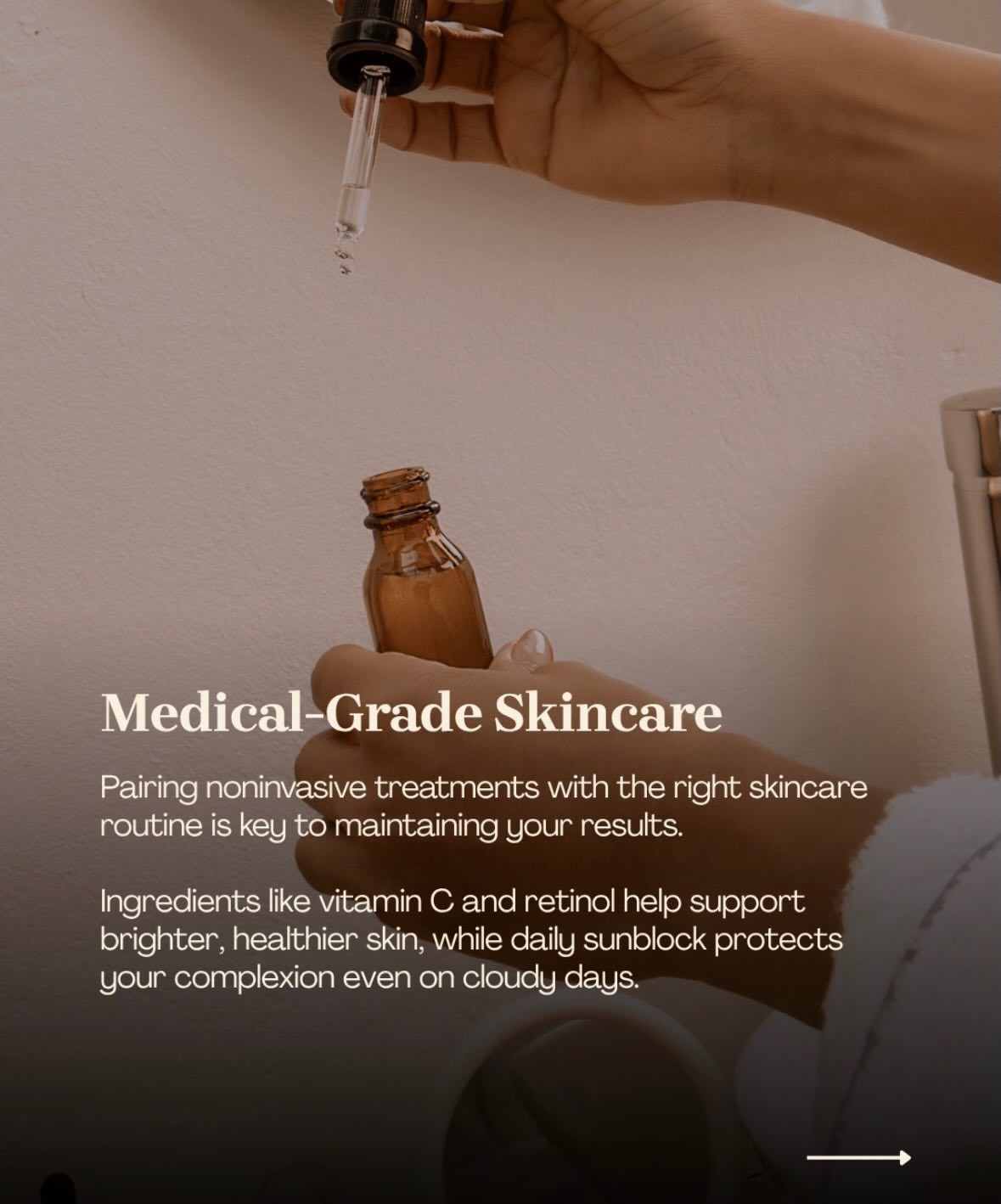 Shelf of medical-grade retail skin care products